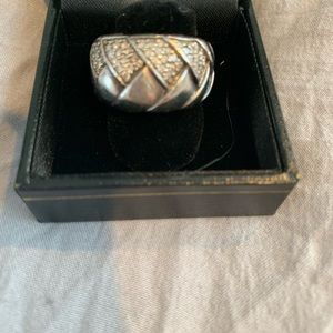 Scott Kay Silver and Diamond basketweave ring
